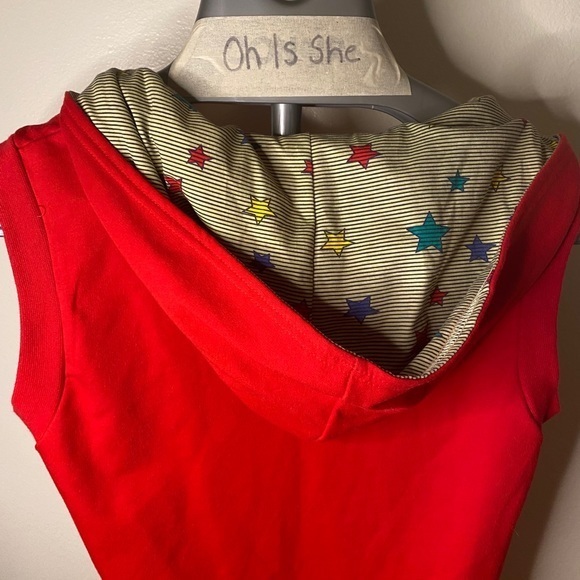 Licorice Sleeveless Athletic Red Hooded‎ Romper 70’s Look Size Medium - Picture 3 of 8